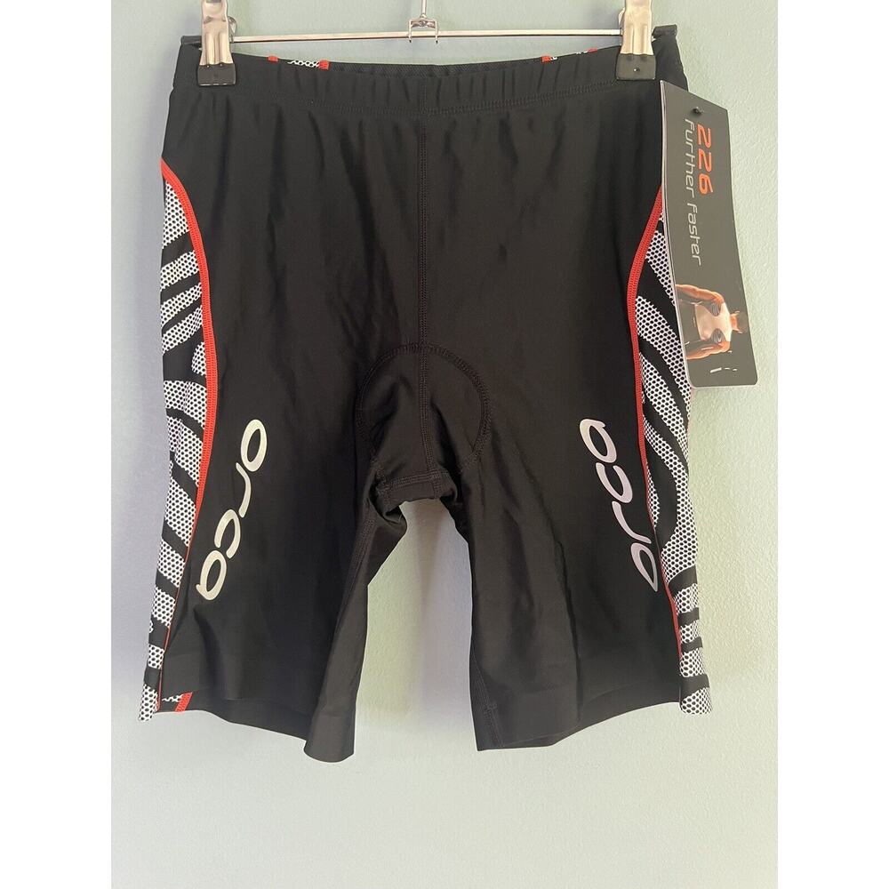 Orca Womens 226 Tri Pant, Black Orange White Triathlon Short pant UK 10 US SMALL